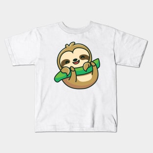 Cute Baby Sloth Funny Cartoon Kids T-Shirt